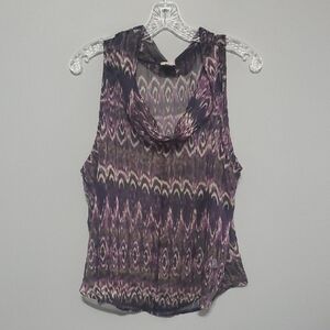 Converse One Star Top Womens Size Xl X-large Purple Grey Black Abstract Sheer